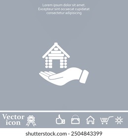 Vector icon of white color with shadow on gray background
