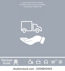 Vector icon of white color with shadow on gray background