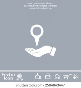 Vector icon of white color with shadow on gray background