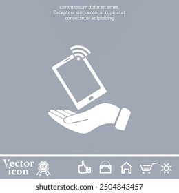 Icono de Vector de color blanco con sombra sobre fondo gris