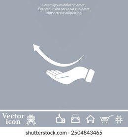 Icono de Vector de color blanco con sombra sobre fondo gris