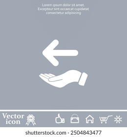 Icono de Vector de color blanco con sombra sobre fondo gris
