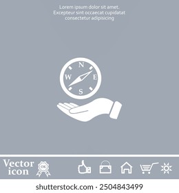 Vector icon of white color with shadow on gray background