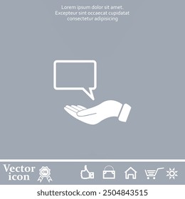 Vector icon of white color with shadow on gray background