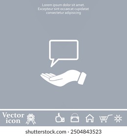 Vector icon of white color with shadow on gray background