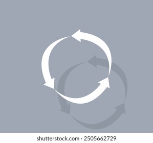 Vektorsymbol von weißer Farbe mit Schatten auf grauem Hintergrund