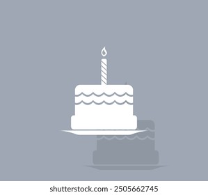 Vector icon of white color with shadow on gray background