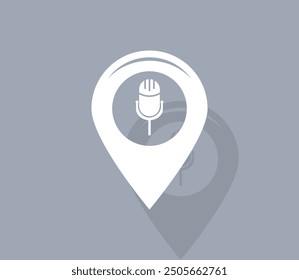 Vector icon of white color with shadow on gray background