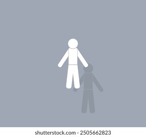 Vektorsymbol von weißer Farbe mit Schatten auf grauem Hintergrund
