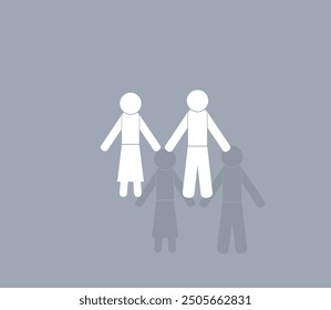 Vector icon of white color with shadow on gray background