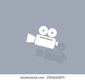 Icono de Vector de color blanco con sombra sobre fondo gris