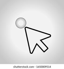 Vector icon of white cursor mouse on gray background.