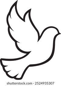 vector icon of a white dove silhouette with white background