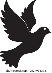 vector icon of a white dove silhouette with white background