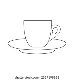 Un ícono de Vector de una taza de espresso blanco en un platillo. Ideal para cafeterías, cafeterías y restaurantes.