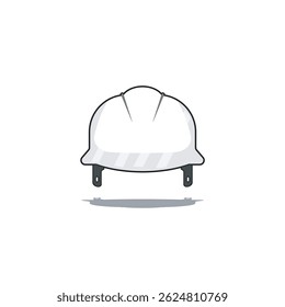 Vector icon of white hard hat for construction, engineering, and workplace safety visuals—perfect for manuals, signage, infographics, and PPE guidelines.