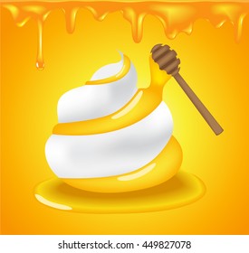 Vector icon White moisturizer and collagen Foam Cream Mousse Soap Lotion , add golden honey