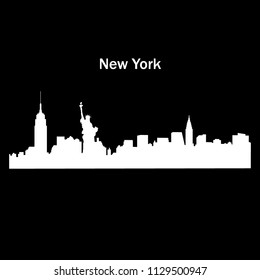 Vector icon of a white panorama of New York on a black background. Vector illustration. Flat design for business financial marketing advertisement advertisement web concept cartoon illustration