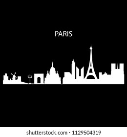 Vector icon of the white panorama of Paris on a black background. Vector illustration. Flat design for business financial marketing advertisement advertisement web concept cartoon illustration