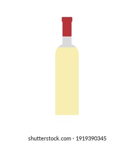 icono del vector, botella de vino blanco sobre fondo blanco