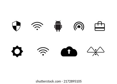 Vector Icon For Wifi, Android, Bag, Cloud, Blouthouth, Security