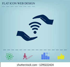 vector icon with wi-fi on the hand