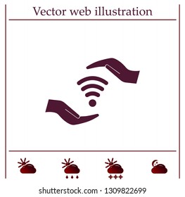 vector icon with wi-fi on the hand