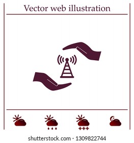 vector icon with wi-fi on the hand