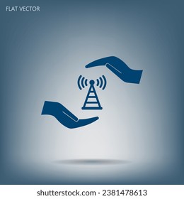 icono vector con wi-fi en la mano