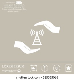 vector icon with wi-fi on the hand
