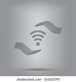 vector icon with wi-fi on the hand