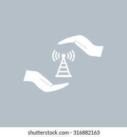vector icon with wi-fi on the hand