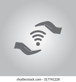 vector icon with wi-fi on the hand