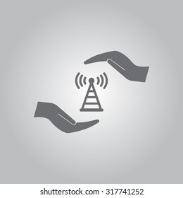 vector icon with wi-fi on the hand