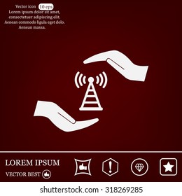 vector icon with wi-fi on the hand