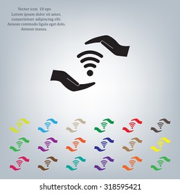 vector icon with wi-fi on the hand