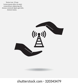 vector icon with wi-fi on the hand