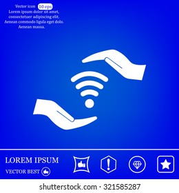 vector icon with wi-fi on the hand