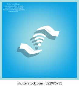 vector icon with wi-fi on the hand