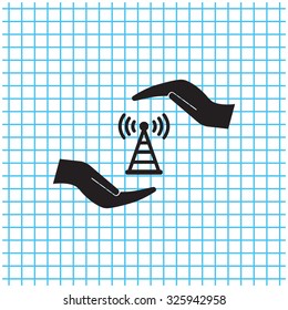 vector icon with wi-fi on the hand