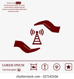 vector icon with wi-fi on the hand