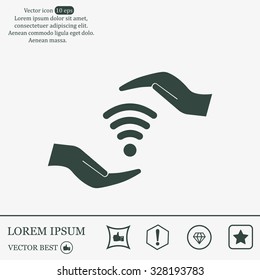 vector icon with wi-fi on the hand