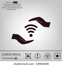 vector icon with wi-fi on the hand