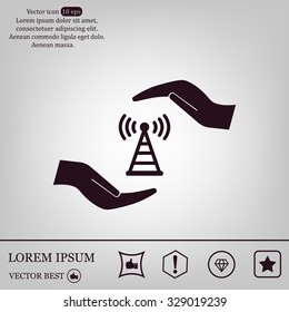 vector icon with wi-fi on the hand