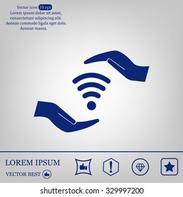 vector icon with wi-fi on the hand
