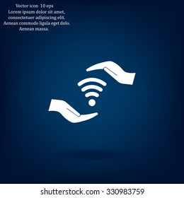 vector icon with wi-fi on the hand