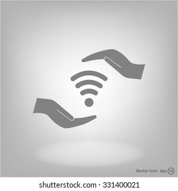 vector icon with wi-fi on the hand