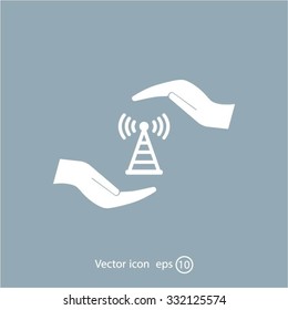 vector icon with wi-fi on the hand