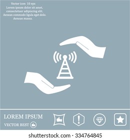 vector icon with wi-fi on the hand