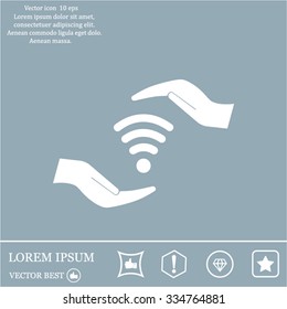 vector icon with wi-fi on the hand